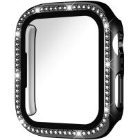 xDfind калъф инкрустиран с камъчета със закалено стъкло за Apple Watch 46mm - черен