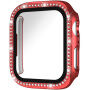 xDfind калъф с инкрустирани камъчета със закалено стъкло за Apple Watch 46mm - червен