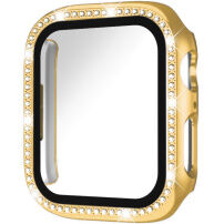 xDfind калъф обсипан с камъчета със закалено стъкло за Apple Watch 44mm - златист