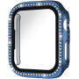 xDfind Калъф с камъчета и закалено стъкло за Apple Watch 44mm - тъмносин