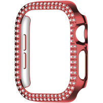 xDfind металически калъф, инкрустиран с камъни за Apple Watch 44mm - червен