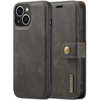 DG.MING 2в1 сваляем флип калъф за iPhone 13 mini - тъмнокафяв