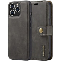 DG.MING 2в1 сваляем флип калъф за iPhone 13 Pro - тъмнокафяв