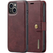 DG.MING 2в1 сваляем флип калъф за iPhone 14 - винено червено