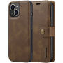 DG.MING 2в1 сваляем флип калъф за iPhone 14 - кафяв