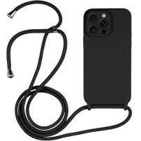Силиконов кейс с връзка за iPhone 16 Pro - черен
