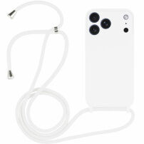 Силиконов кейс с връзка за iPhone 17 Pro - бял