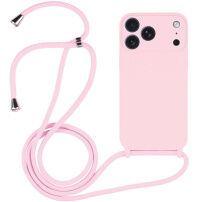 Силиконов кейс с връзка за iPhone 17 Pro Max - розов
