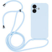 Силиконов кейс с връзка за iPhone 16 - син