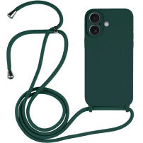 Силиконов кейс с връзка за iPhone 16 Plus - петролен