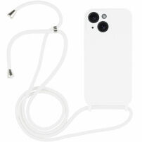 Силиконов кейс с връзка за iPhone 14 - бял