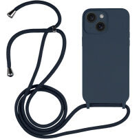 Силиконов кейс с връзка за iPhone 14 Plus - тъмносин