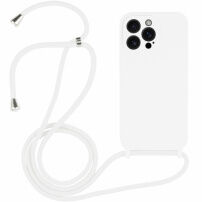 Силиконов кейс с връзка за iPhone 14 Pro Max - бял