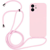 Силиконов кейс с връзка за iPhone 12 - розов