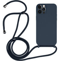 Силиконов кейс с връзка за iPhone 12 Pro Max - тъмносин