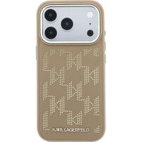 Karl Lagerfeld Perforated Monogram кейс с MagSafe за iPhone 17 Pro - бежов
