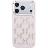 Karl Lagerfeld Perforated Monogram кейс с MagSafe за iPhone 17 Pro - розов