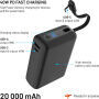 FIXED Zen 20 Loop външна батерия с интегриран кабел USB-C и портове USB-C / USB-A - 20 000 mAh - черна