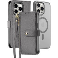 DUX DUCIS Свалящ се флип кейс Lawa 2в1 с MagSafe и портфейл за iPhone 15 Pro - сив