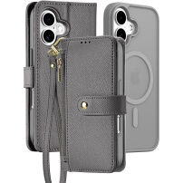 DUX DUCIS Свалящ се флип кейс Lawa 2в1 с MagSafe и портфейл за iPhone 16 Plus - сив