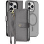 DUX DUCIS Свалящ се флип кейс Lawa 2в1 с MagSafe и портфейл за iPhone 16 Pro - сив