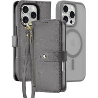 DUX DUCIS Свалящ се флип кейс Lawa 2в1 с MagSafe и портфейл за iPhone 16 Pro - сив