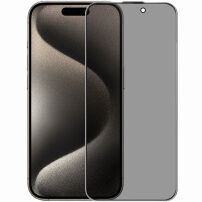 Rurihai закалено Anti-Spy стъкло с черна рамка за iPhone 15 Pro Max