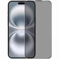 Rurihai закалено Anti-Spy стъкло с черна рамка за iPhone 15 Plus / 16 Plus