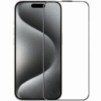 Rurihai закалено антирефлексно 2.5D стъкло с черна рамка за iPhone 15 Pro