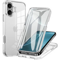 Двукомпонентен калъф за предна и задна страна за iPhone 17 - прозрачен