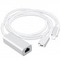 Кабел / адаптер за едновременно зареждане и свързване на ethernet кабел за iPhone / iPad - 1m - бяло