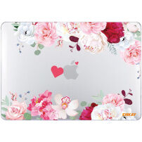 ENKAY лъскав прозрачен кейс с мотив за MacBook Pro 13" (A1706 / A1708 / A1989 / A2159) - розови божури