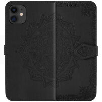 Флип калъф с мотив на мандали и орнаменти за iPhone 11 - черен
