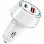 P78 зарядно за кола с портове USB-C / USB-A - 55W - бяло