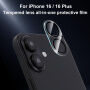 XDcase Закалено стъкло за защита на лещите на задната камера за iPhone 16 / 16 Plus - черно