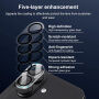 XDcase Закалено стъкло за защита на лещите на задната камера за iPhone 16 / 16 Plus - черно