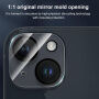 XDcase Закалено стъкло за защита на лещите на задната камера за iPhone 15 / 15 Plus - черно