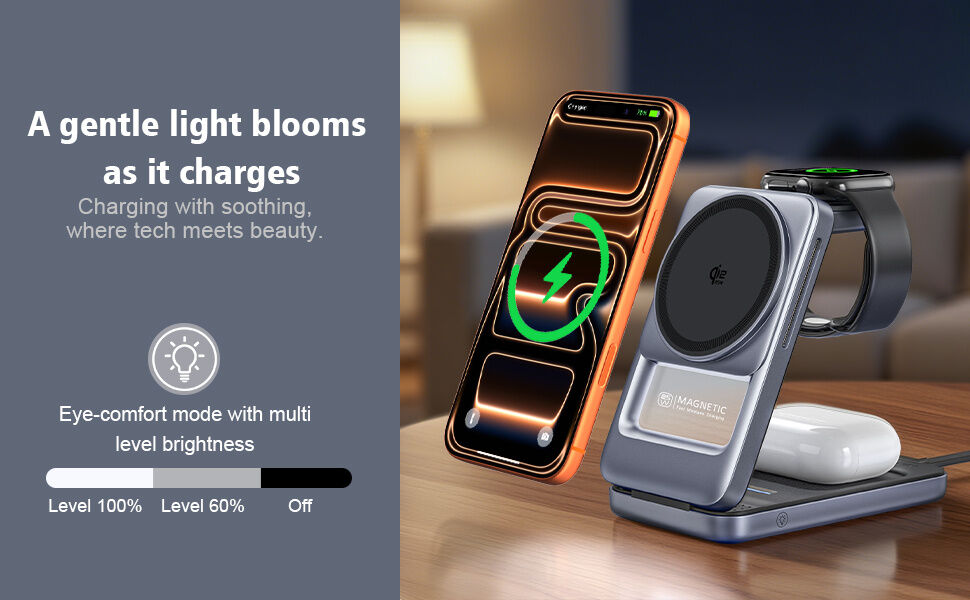 Q29 Qi2.2 3v1 сгъваема магнитна безжична Стойка за iPhone / Apple Watch / AirPods - 25W - бяла