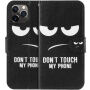 Флип калъф със стойка Do not touch my phone за iPhone 11 Pro - черен