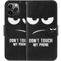 Флип калъф със стойка Do not touch my phone за iPhone 11 Pro - черен