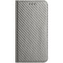 Флип калъф с мотив на въглеродни влакна за iPhone 13 Pro Max - сиво