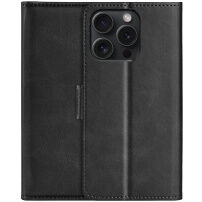 Флип калъф от PU кожа за iPhone 15 Pro - черно