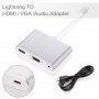 Адаптер от 8pin Lightning male към HDMI / VGA / audio female за iPhone / iPad - сребърен