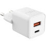 FIXED GaN mini зарядно за бързо зареждане с портове USB-C / USB-A - 30W - бял