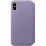 Apple Folio кожен флип калъф за iPhone XS - люляков