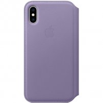 Apple Folio кожен флип калъф за iPhone XS - люляков