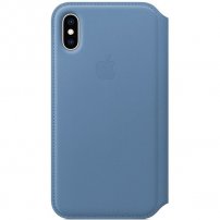 Apple Folio кожен флип калъф за iPhone XS – син като синчец