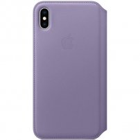 Apple Folio кожен флип калъф за iPhone XS Max - люляков