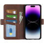 Калъф тип флип от PU кожа за iPhone 15 Pro Max - кафяв
