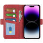 Калъф тип флип от PU кожа за iPhone 15 Pro Max - червен